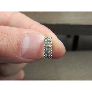 Sterling Silver Tiny Circle Cubic Zirconia Gemstone Hoop Earrings